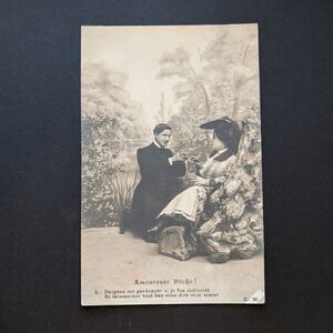 10/$25 SALE! Vintage Postmarked French Romantic Photo Postcard Ephemera